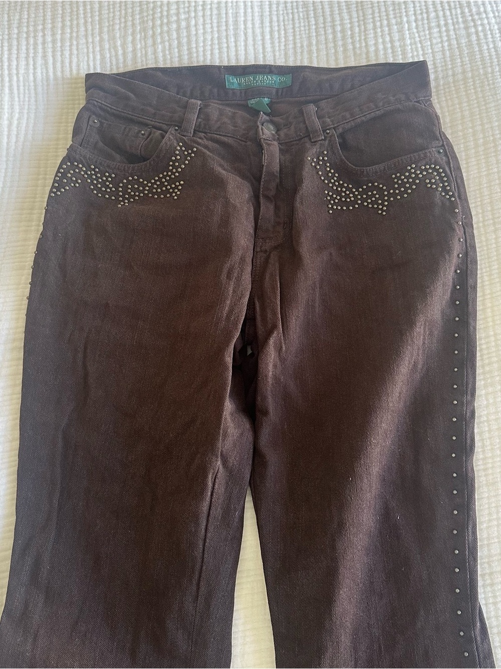 Ralph Lauren Vintage Women's Brown Stud-Accent Jeans